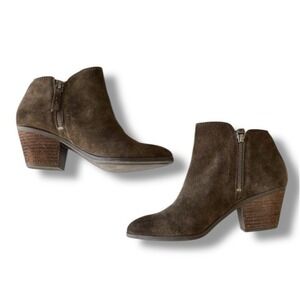 Frye and Co Suede Booties Women's Size 7 Chocolate Brown Ankle Boots Western MIL
